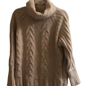 Cozy Cable Knit Turtleneck Sweater - Cream